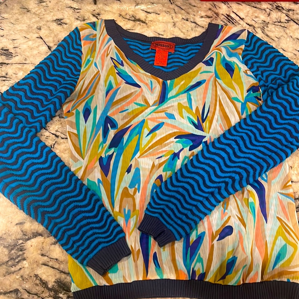 Missoni for Target Collection V-Neck Sweater, Size XS. Mixed media, sheer & knit